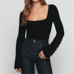 Reformation Emanuele Cashmere Novelty Button Sweater